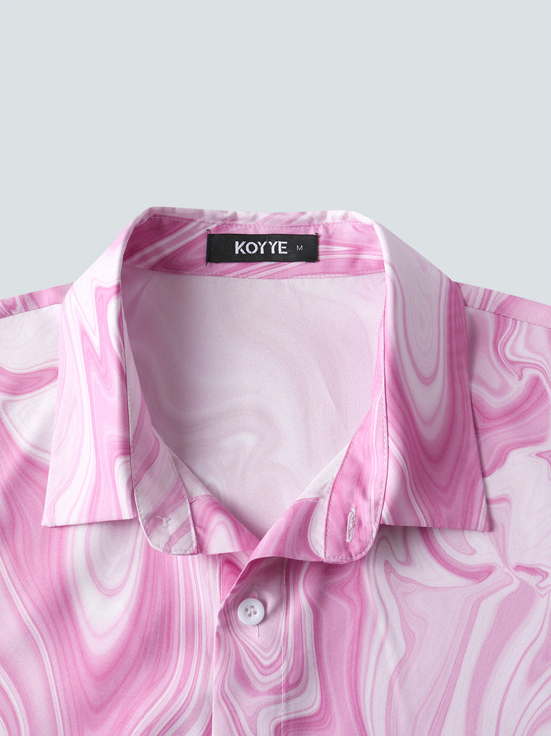 Pink & White Marble Pattern Printed Shirt