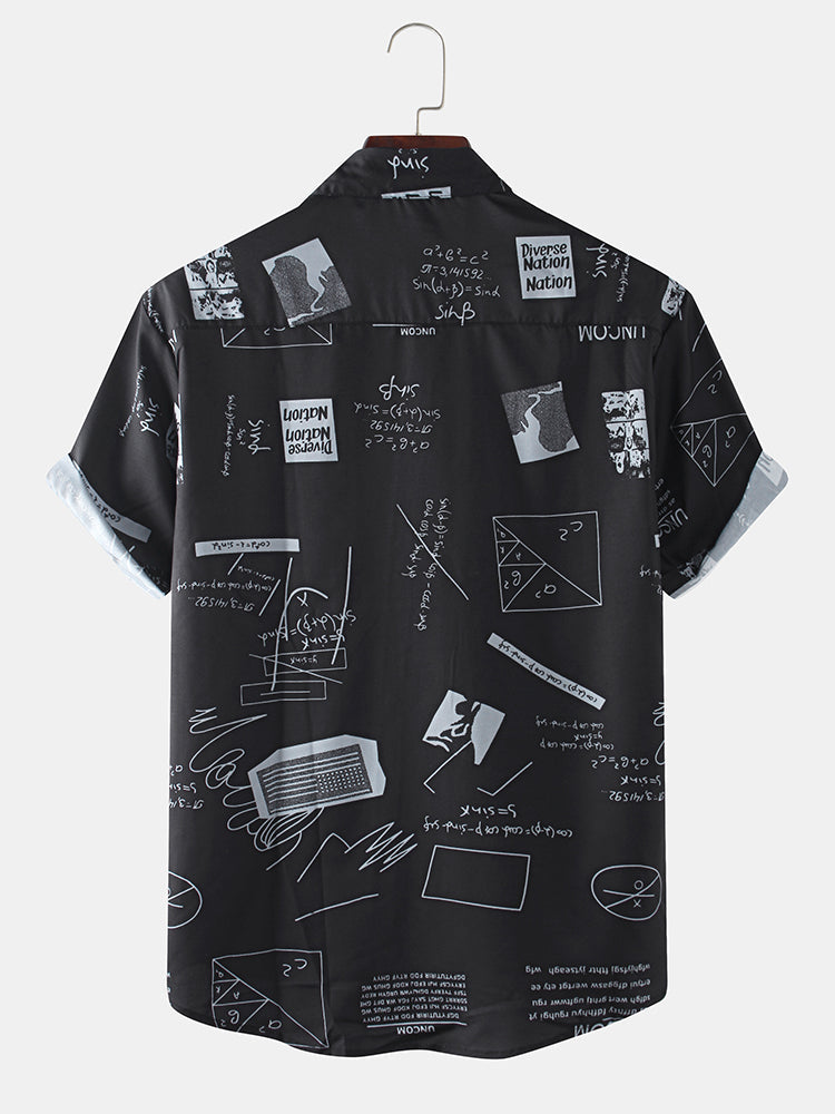 Black Doodle Pattern Printed Shirt