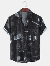 Black Doodle Pattern Printed Shirt