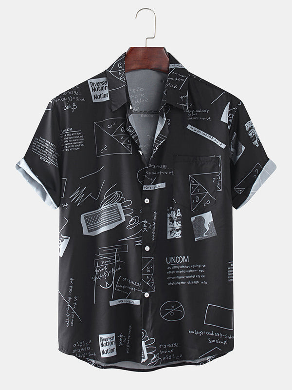 Black Doodle Pattern Printed Shirt