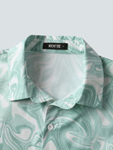 Mint Green & White Marble Pattern Printed Shirt