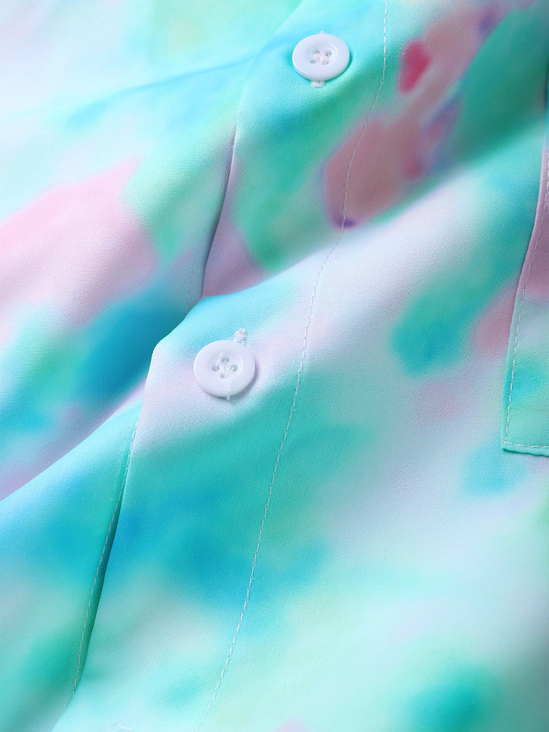 Blue & Mint Green Marble Pattern Printed Shirt