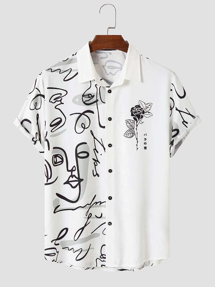 White & Black Marble Pattern Printed Shirt