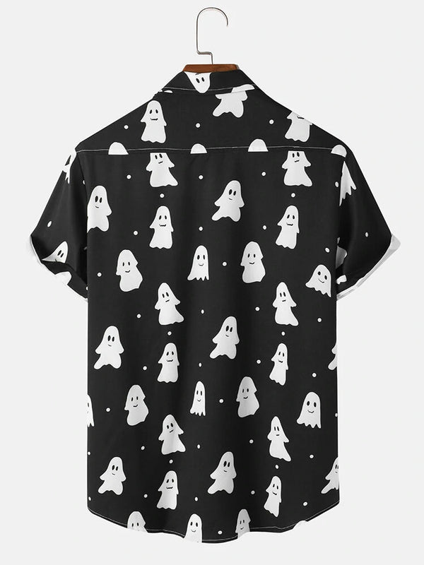 Black & White Ghost Pattern Printed Shirt