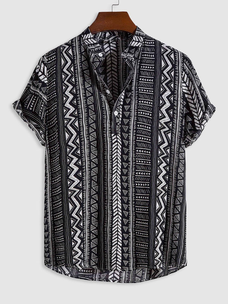 Black & White Ethnic Pattern Printed Shirt