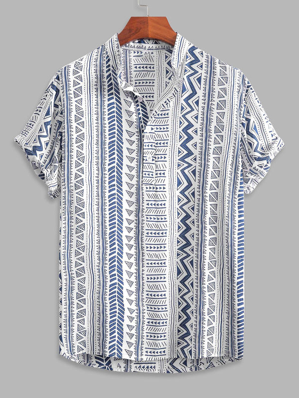 White Ethnic Pattern Printed Shirt