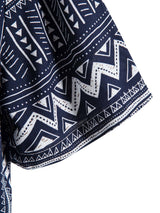 Navy Blue Ethnic Pattern Printed Shirt