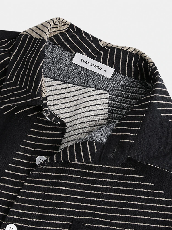 Black & Grey Geometric Pattern Printed Shirt