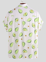 White & Green Avocado Pattern Printed Shirt