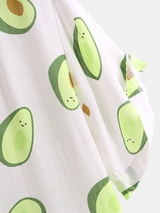 White & Green Avocado Pattern Printed Shirt