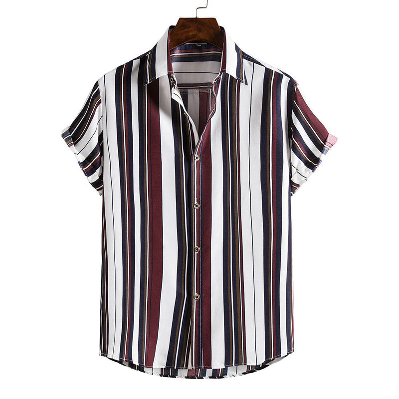 Men's Striped Short Sleeves Printed Shirt