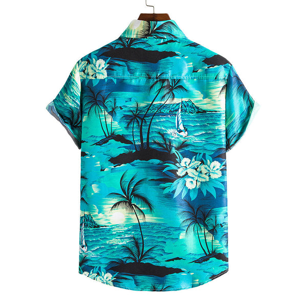 Floral Pattern Men's Short Sleeves Printed Shirt