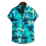 Floral Pattern Men's Short Sleeves Printed Shirt