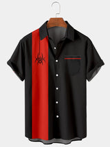 Men's Black & Red Short Sleeves Printed Shirt