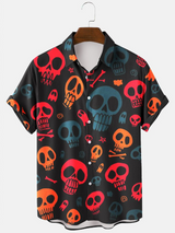 Men's Halloween Skull Printed Shirt