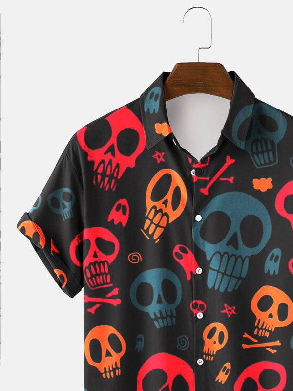 Men's Halloween Skull Printed Shirt