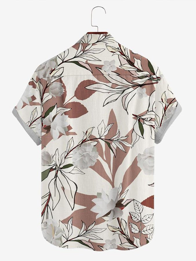 Men's Vintage Floral Print Casual Short Sleeve Shirt