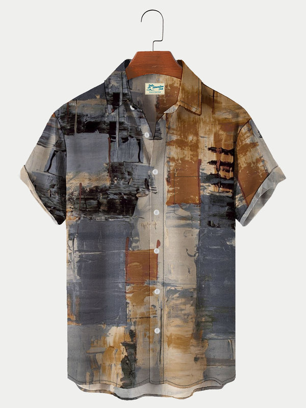 Men's Casual Textured Gradient Hawaiian Shirt