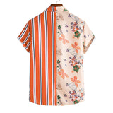 Men's Orange Flroal Short Sleeves Printed Shirt