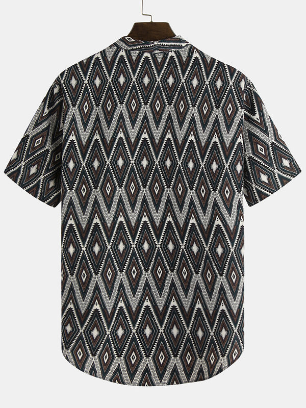 Brown And Black Ethnic Pattern Printed Shirt