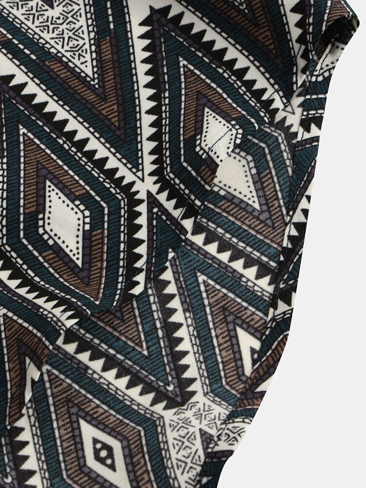 Brown And Black Ethnic Pattern Printed Shirt