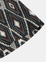 Brown And Black Ethnic Pattern Printed Shirt