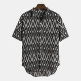 Brown And Black Ethnic Pattern Printed Shirt