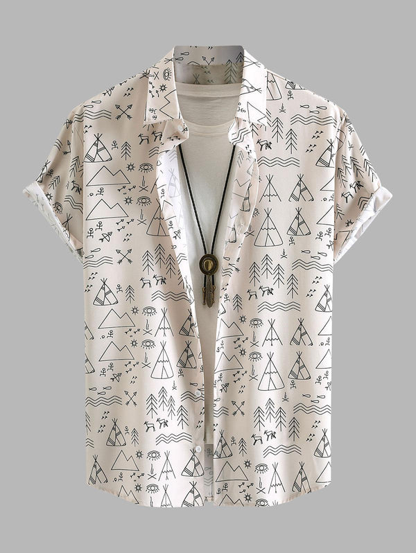 White Geometric Pattern Printed Shirt