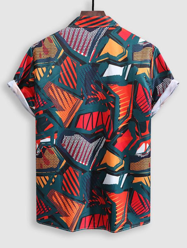 Red & Black Abstract Pattern Printed Shirt