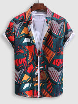 Red & Black Abstract Pattern Printed Shirt