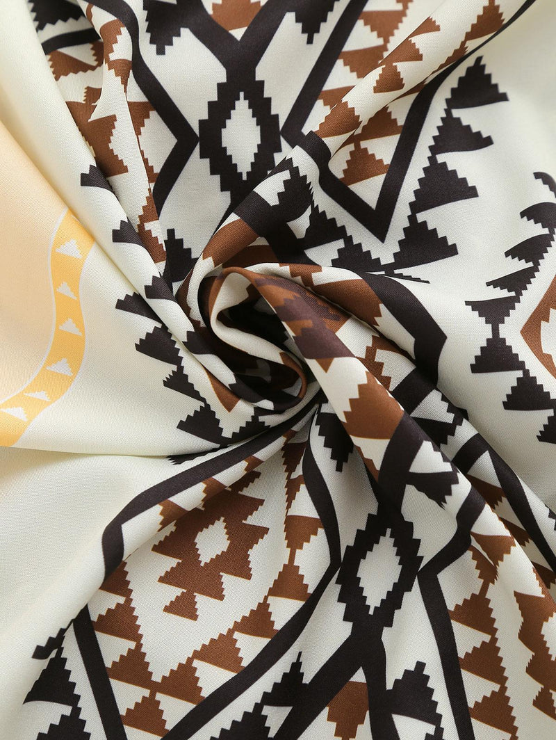 White And Brown Ethnic Pattern Printed Shirt