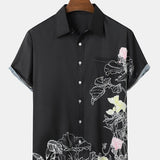 Black Floral Pattern Printed Shirt