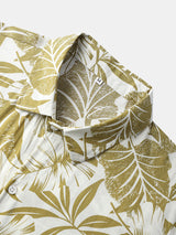 Green & White Leaf Pattern Printed Shirt