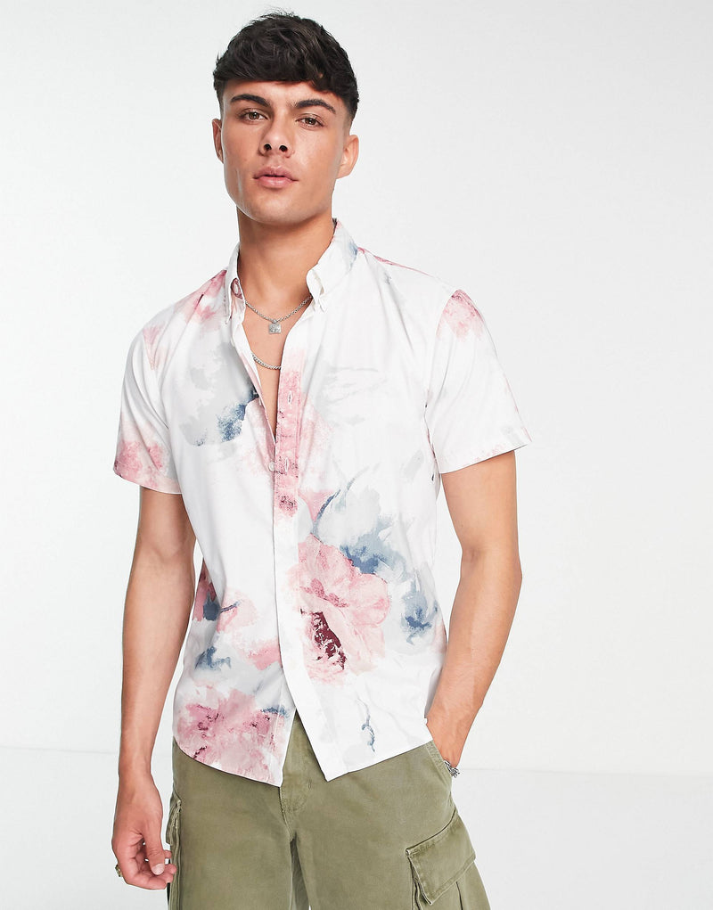 WHITE ABSTRACT PATTERN CASUAL SHIRT