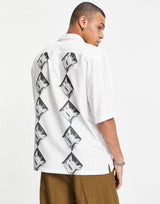 TOPMAN PLACEMENT PRINT SHIRT IN WHITE