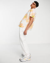 PREMIUM RELAXED REVERE SHIRT IN WHITE WITH FLORAL PRINT