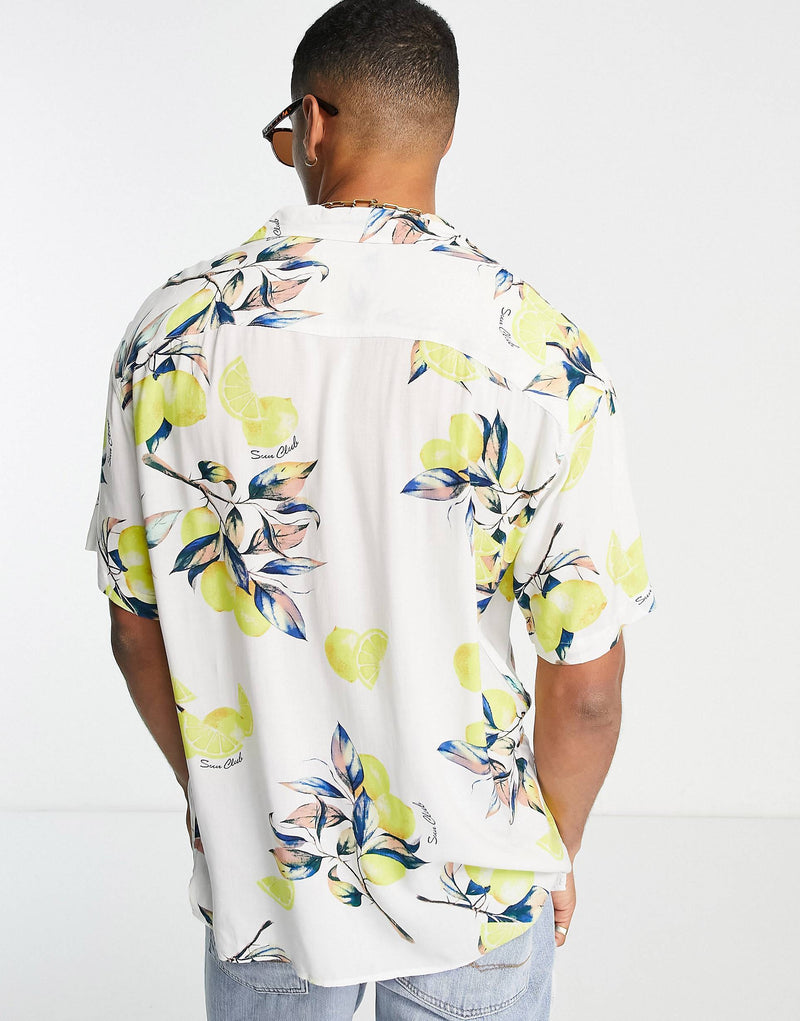 ORIGINALS REVERE COLLAR SHIRT IN LEMON PRINT