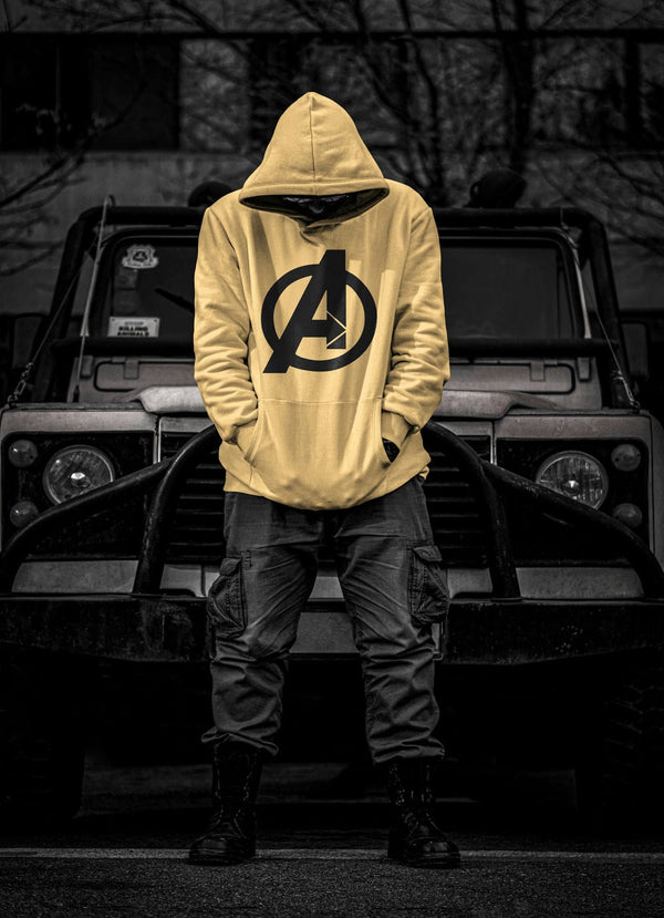 Men Top Wear Active Printed Yellow Hoodie Jacket