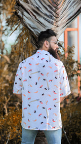 WHITE SUSHI PATTERN DIGITAL PRINTED SHIRT