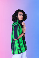 GREEN STRIP PATTERN DIGITAL PRINTED SHIRT