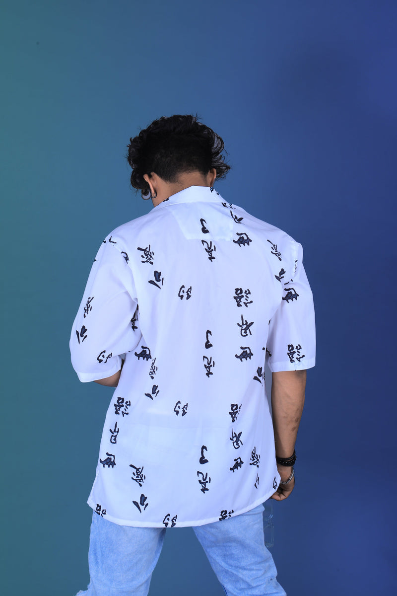 WHITE SYMBOLE PATTERN DIGITAL PRINTED SHIRT