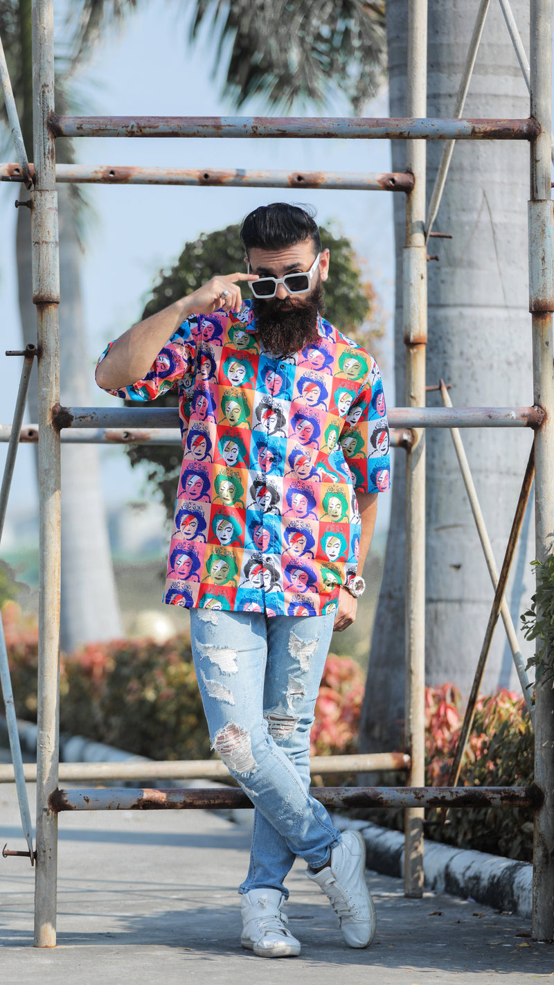 ANIMATED HUMAN ABSTRACT PATTERN DIGITAL PRINTED SHIRT