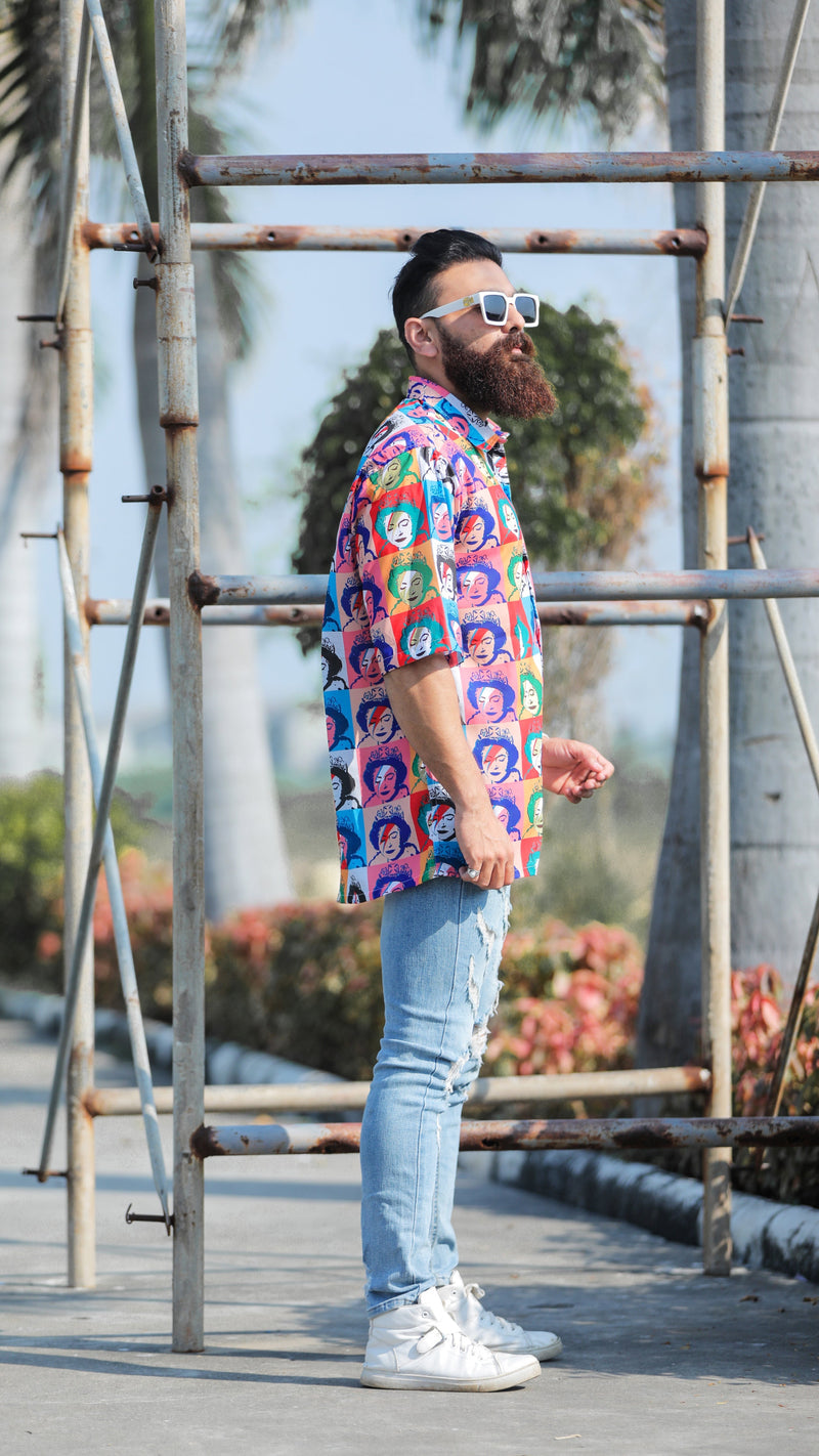 ANIMATED HUMAN ABSTRACT PATTERN DIGITAL PRINTED SHIRT