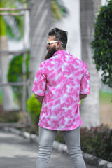 PINK &WHITE  PATTERN DIGITAL PRINTED SHIRT