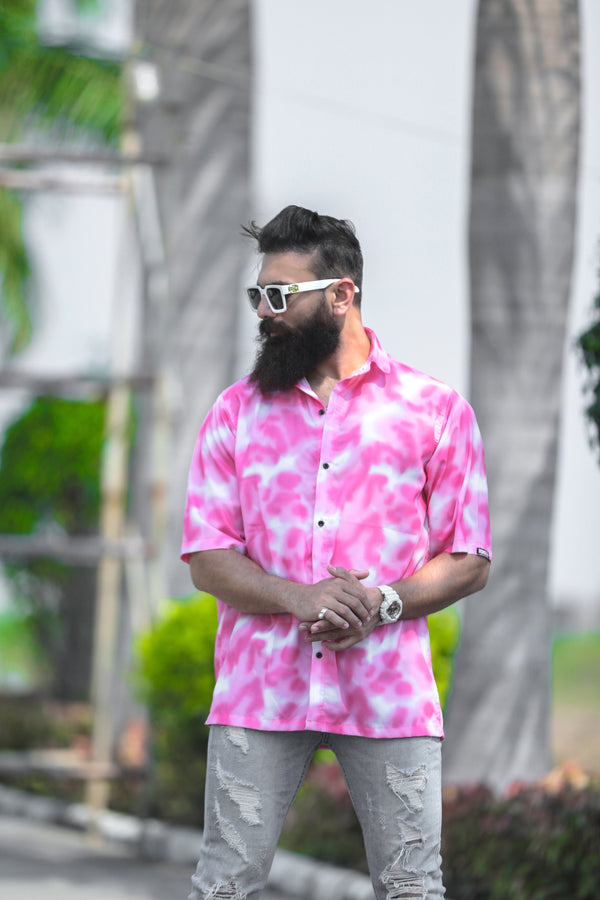 PINK &WHITE  PATTERN DIGITAL PRINTED SHIRT