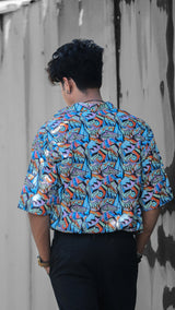 BLUE ABSTRACT PATTERN DIGITAL PRINTED SHIRT