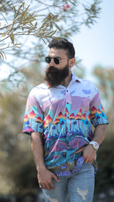 BOTNICAL MASHROOM PATTERN DIGITAL PRINTED SHIRT