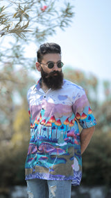 BOTNICAL MASHROOM PATTERN DIGITAL PRINTED SHIRT