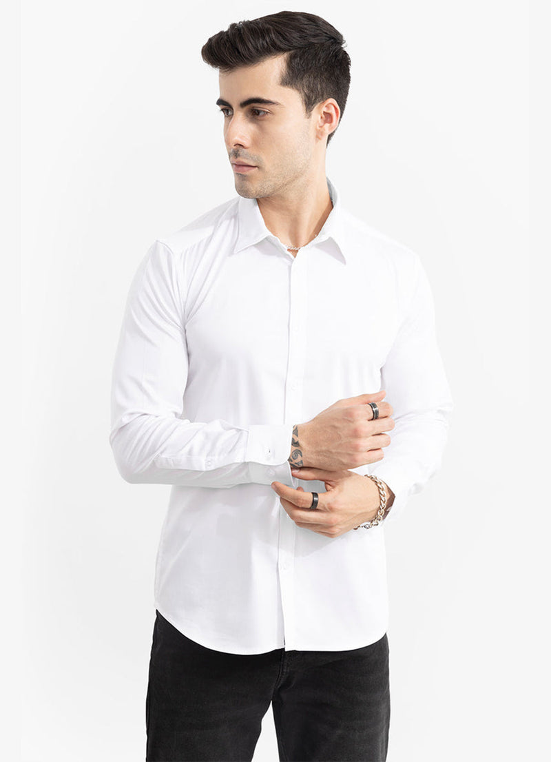 White Plain Formal Shirt For Men