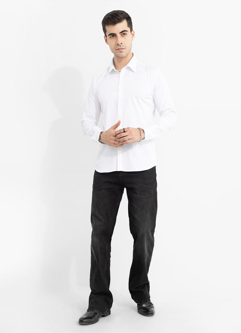 White Plain Formal Shirt For Men